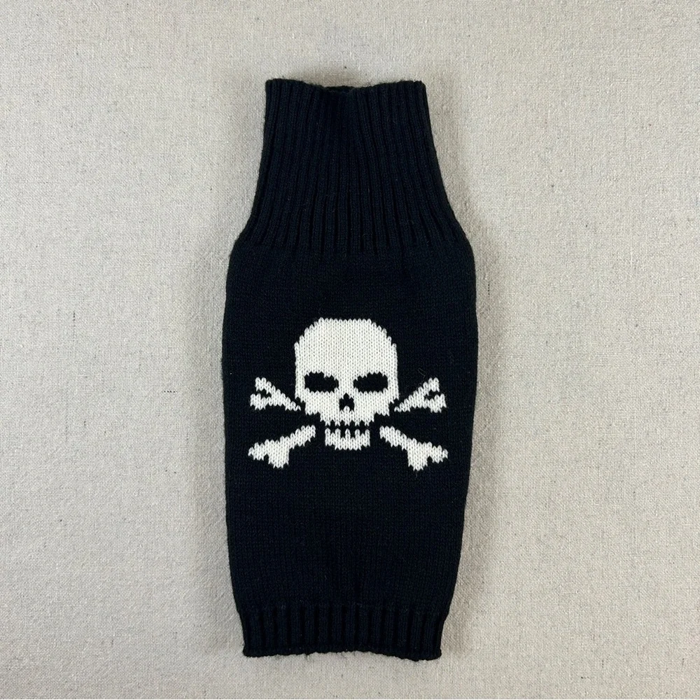Skull & Crossbones Black & White Knit Dog Sweater